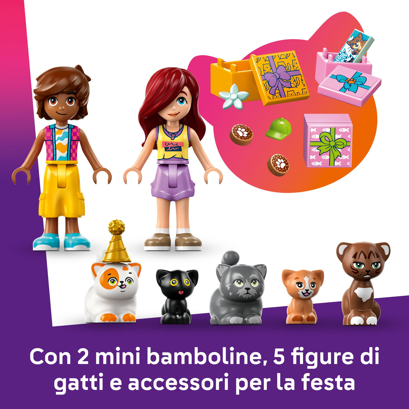 Festa di compleanno felina e Casa sull’albero visione mini bamboline incluse nel set lego