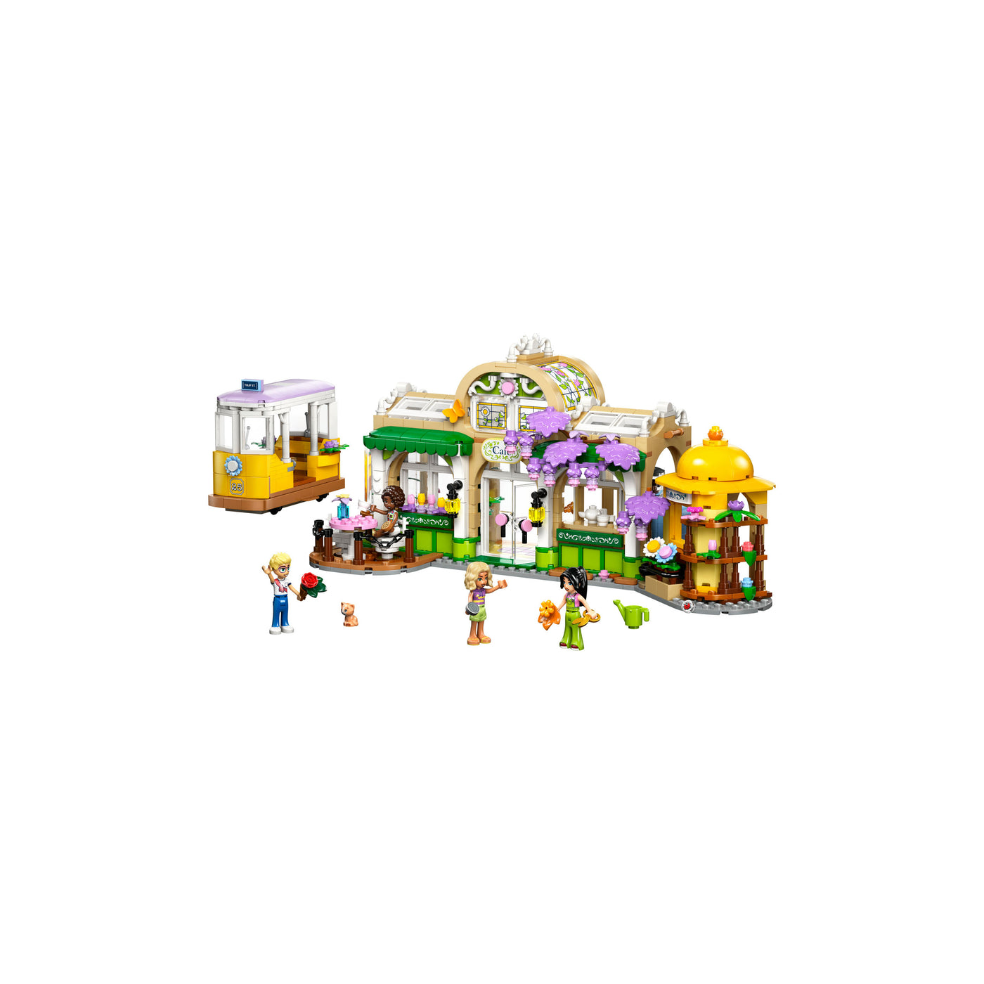 Caffè delle piante e Negozio di fiori visione frontale del set lego costruito