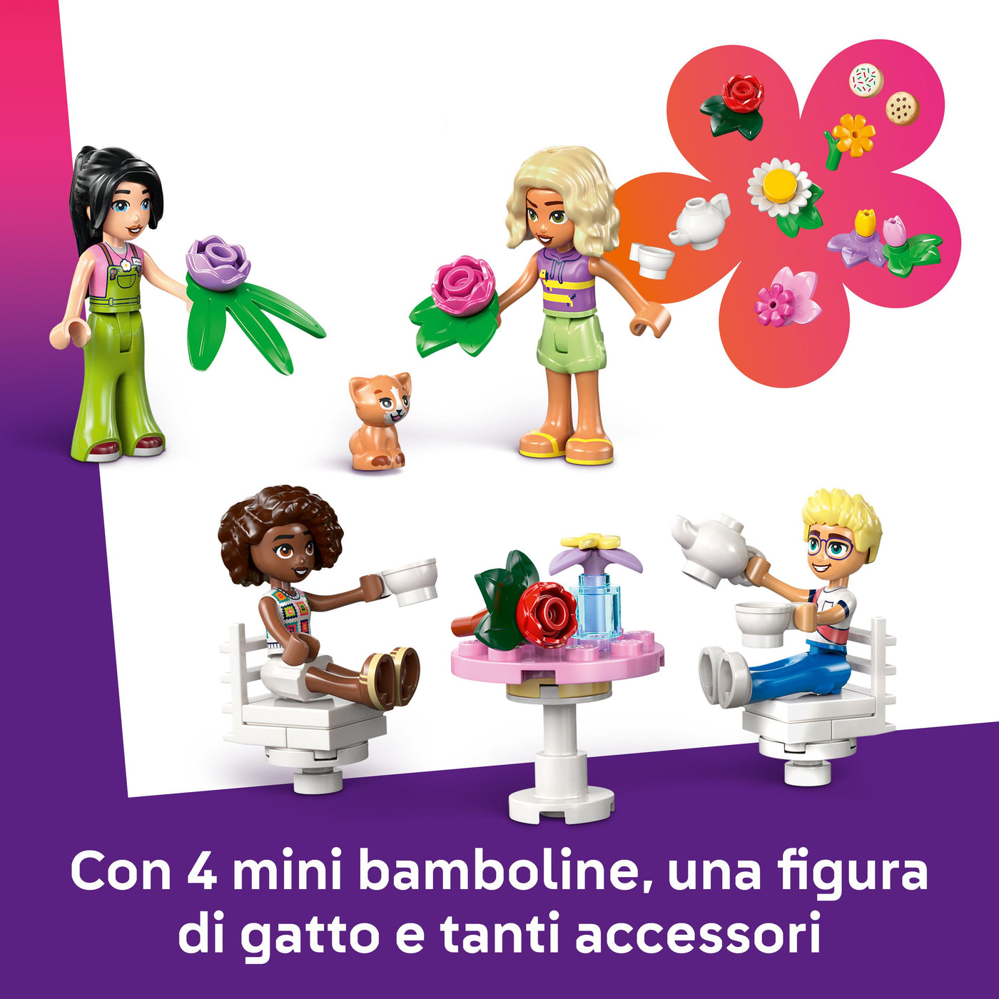 Caffè delle piante e Negozio di fiori visione dettaglio 4 mini bamboline e accessori inclusi nel set lego