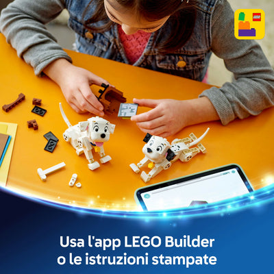 Pongo e Peggy - La carica dei cento e uno fotografia dall'alto del set in costruzione "Usa l'app LEGO Builder o le istruzioni stampate"