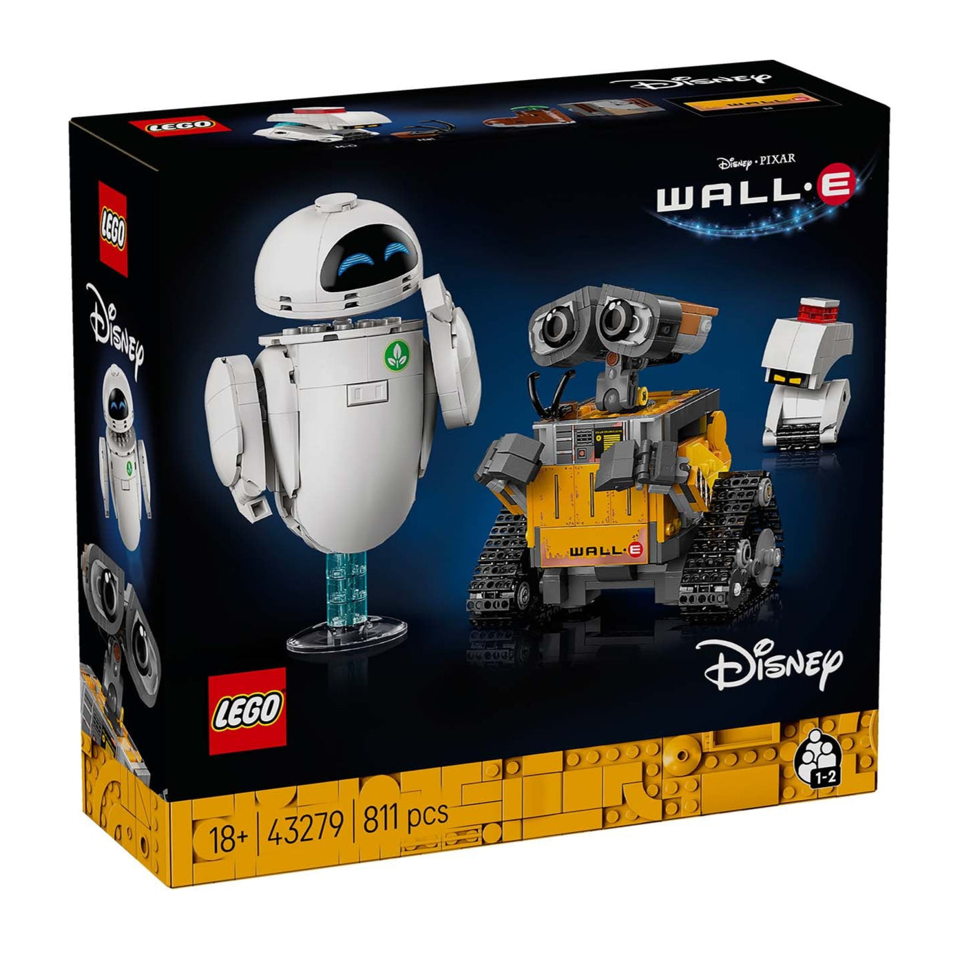 WALL-E e EVE visione con prospettiva laterale della scatola del set lego