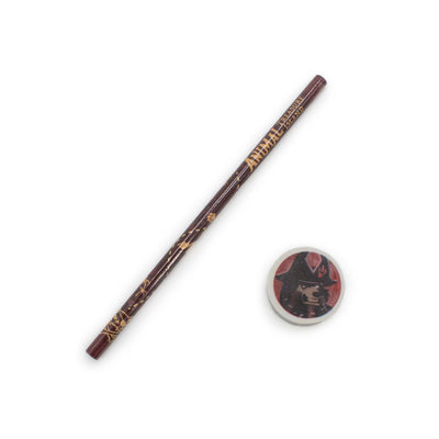 Matita con gomma di Animal Treasure Island rossa Black Bear visione con gomma e matita separate