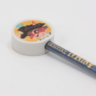 Matita con gomma di Animal Treasure Island blu Nine Lives visione dettaglio gomma