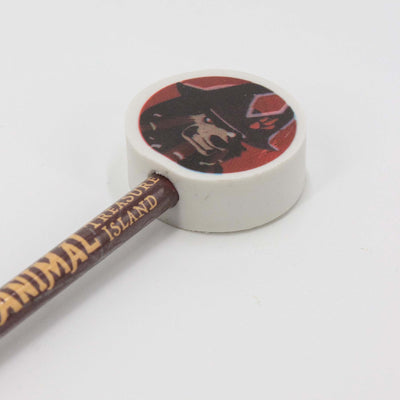 Matita con gomma di Animal Treasure Island rossa Black Bear visione dettaglio gomma