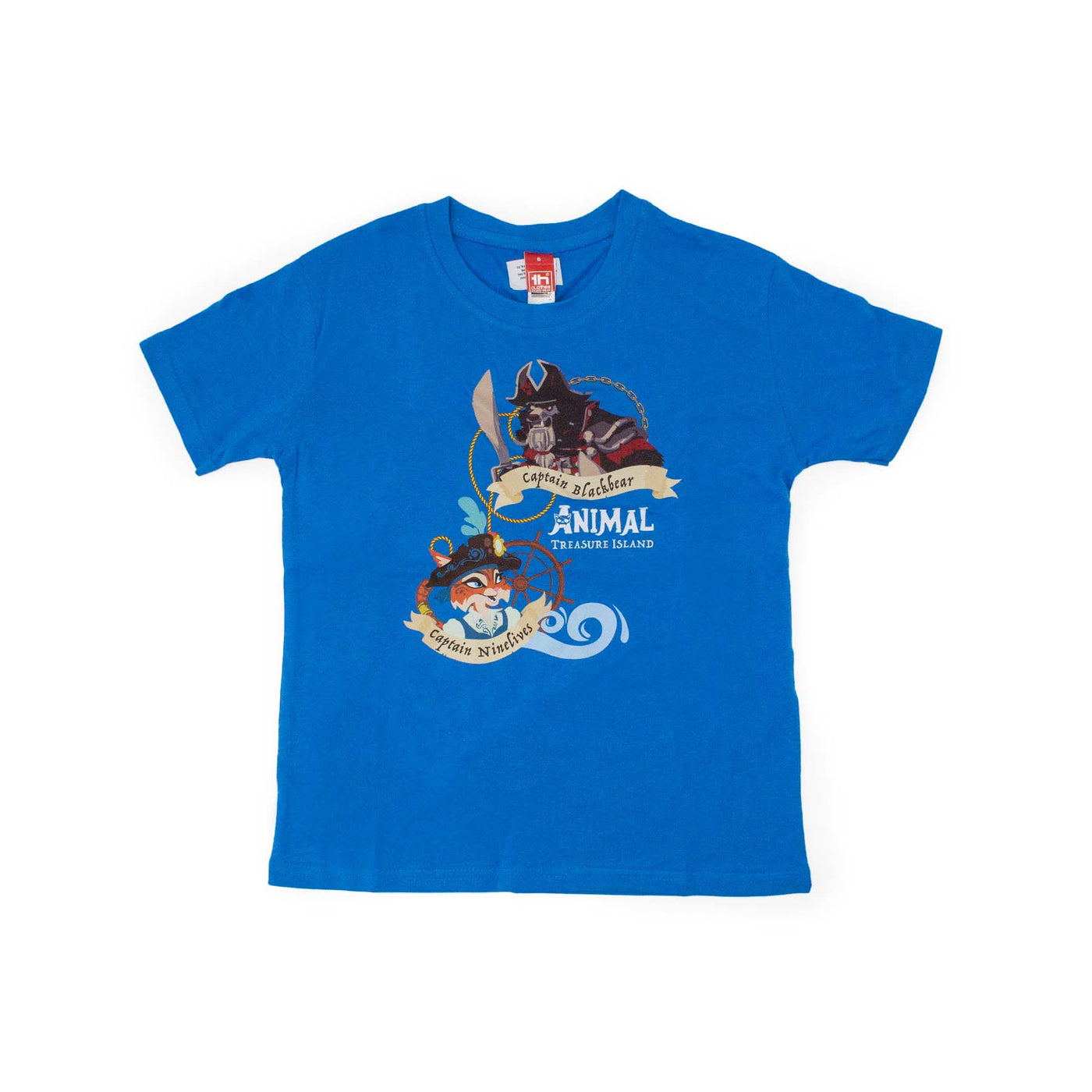 T-Shirt Animal Treasure Island colore azzurro con stampa dei personaggi dell'attrazione, visione frontale