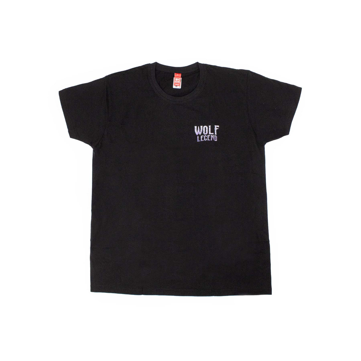 T-Shirt Wolf Legend colore nero con stampa logo dell'attrazione, visione frontale
