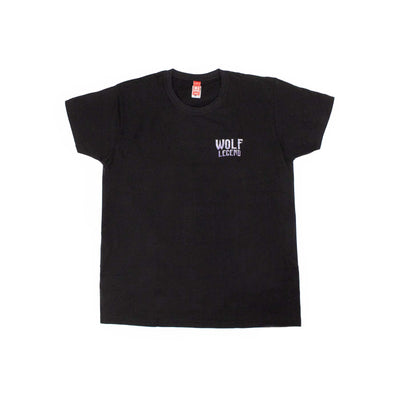 T-Shirt Wolf Legend colore nero con stampa logo dell'attrazione, visione frontale