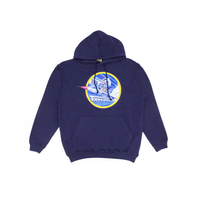 Felpa con cappuccio Blue Tornado colore blu scuro visione frontale