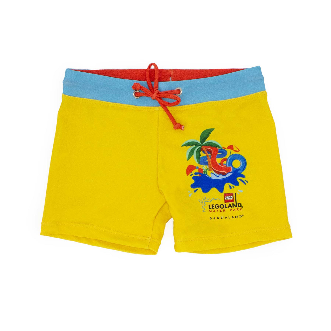 Costume bimbo LEGOLAND Wter Park GARDALAND colore giallo e azzurro con stampa illustrata, visione frontale