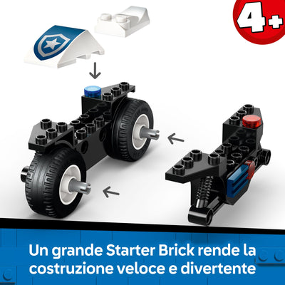 Inseguimento della moto della Polizia visione dettaglio Starter Brick