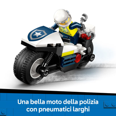 Inseguimento della moto della Polizia visione dettaglio moto della polizia