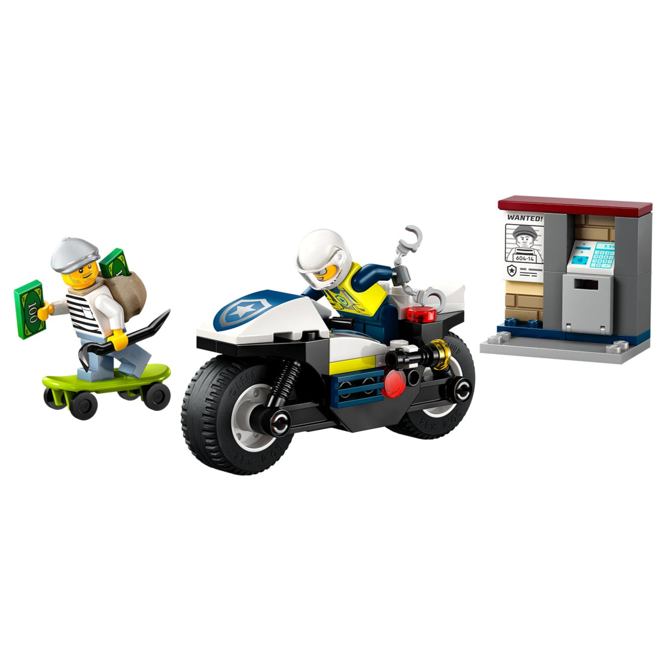 Inseguimento della moto della Polizia visione con prospettiva laterale del set lego completo
