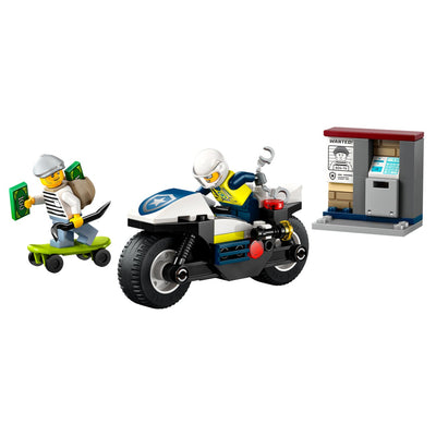 Inseguimento della moto della Polizia visione con prospettiva laterale del set lego completo
