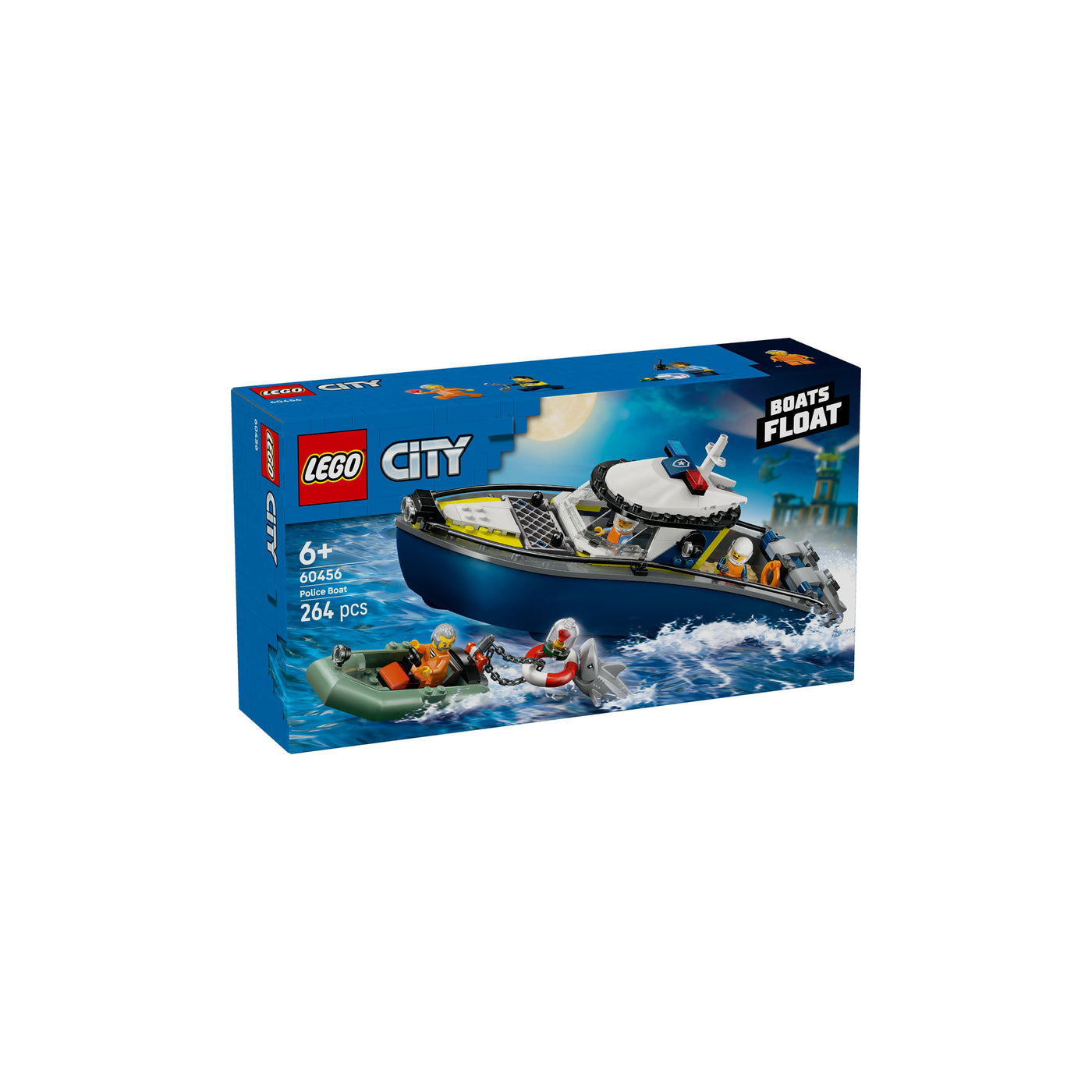 Inseguimento del motoscafo della Polizia visione con prospettiva laterale della scatola del set lego