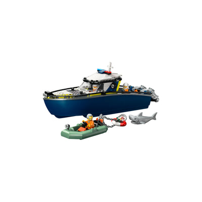 Inseguimento del motoscafo della Polizia visione con prospettiva laterale del set lego costruito
