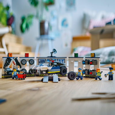 Officina delle auto della Polizia fotografia dle set lego con disposizione orizzontale