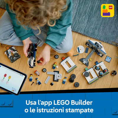 Officina delle auto della Polizia fotografia promozionale "Usa l'app LEGO Builder o le istruzioni stampate"