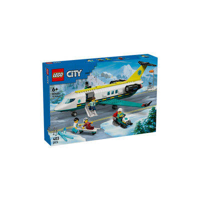 Aereo ambulanza di emergenza visione con prospettiva laterale della scatola del set lego