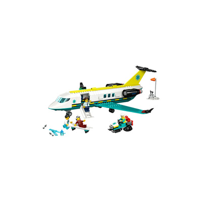 Aereo ambulanza di emergenza visione con prospettiva laterale del set lego costruito