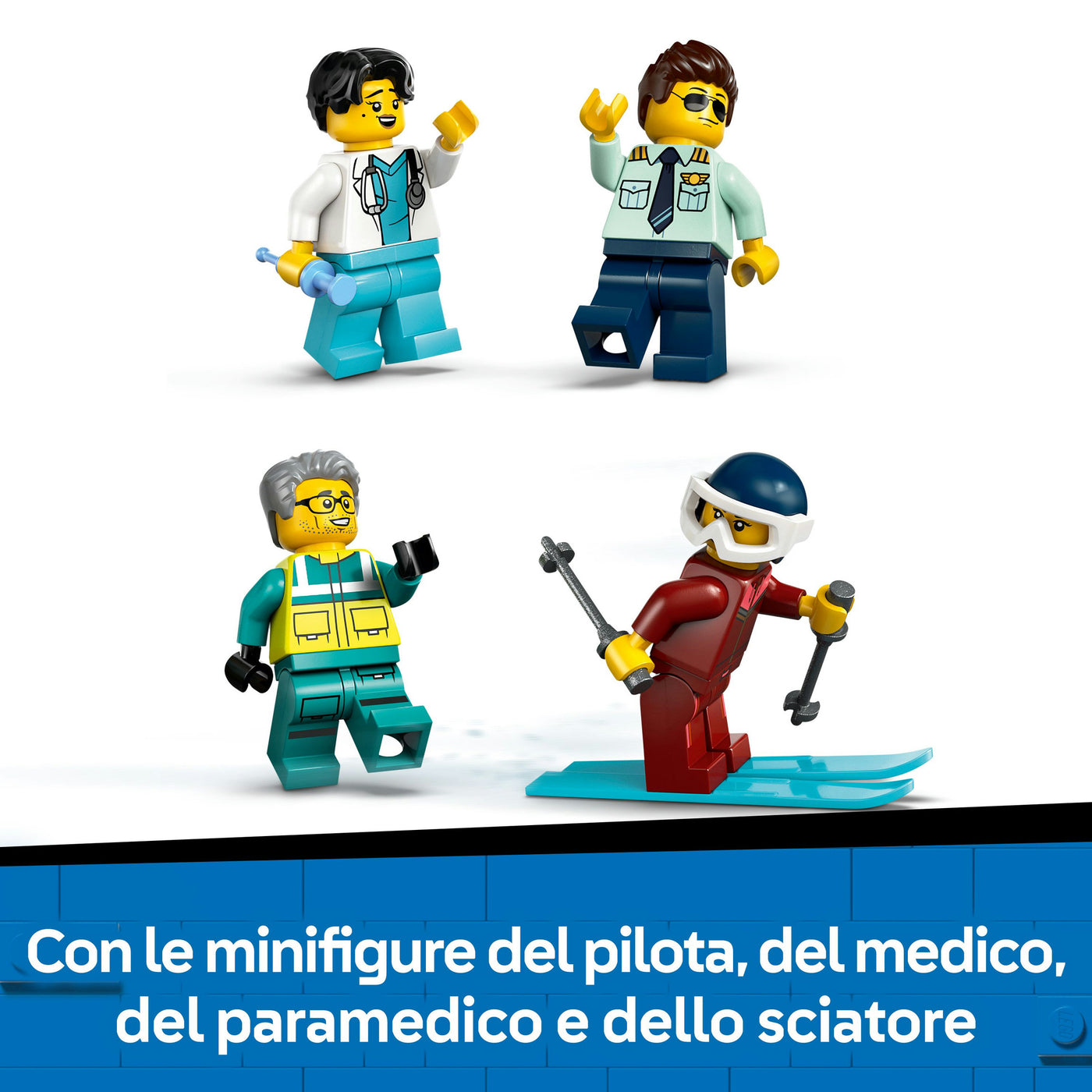 Aereo ambulanza di emergenza visione minifigure incluse nel set lego