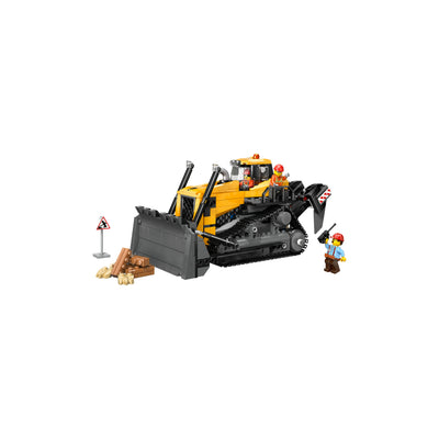 Bulldozer giallo visione con prospettiva laterale del set lego costruito