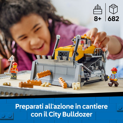 Bulldozer giallo fotografia promozionale "Prearati all'azione in cantiere con il City Bulldozer"