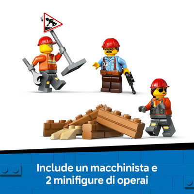 Bulldozer giallo visione dettaglio minifigure incluse nel set lego