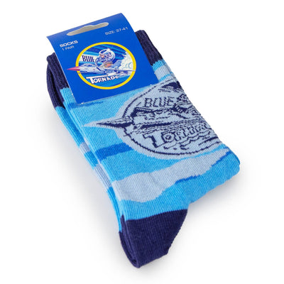 Calze Rides Blue Tornado visione con prospettiva laterale