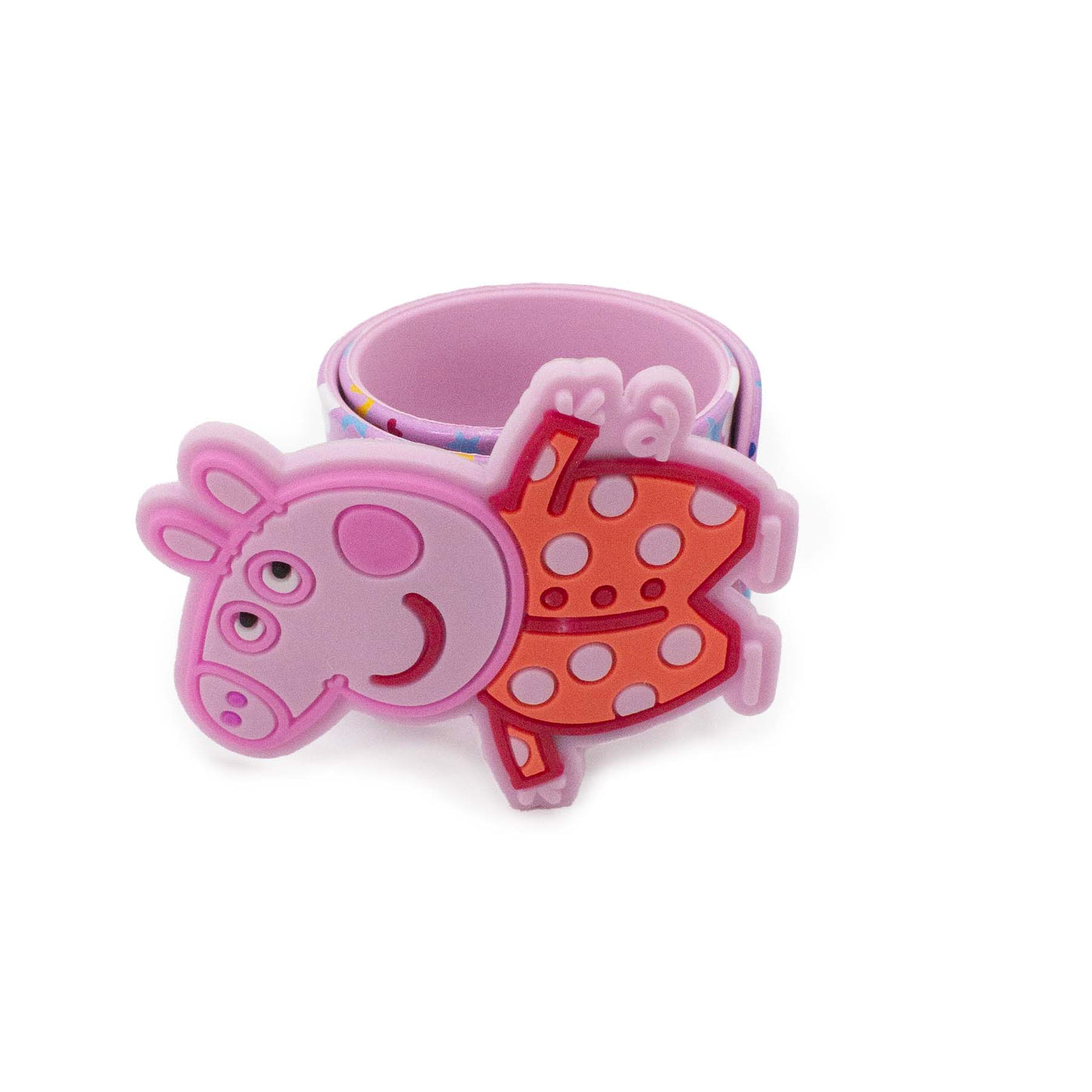 Bracciale a scatto rosa Peppa Pig braccialetto chiuso visione frontale