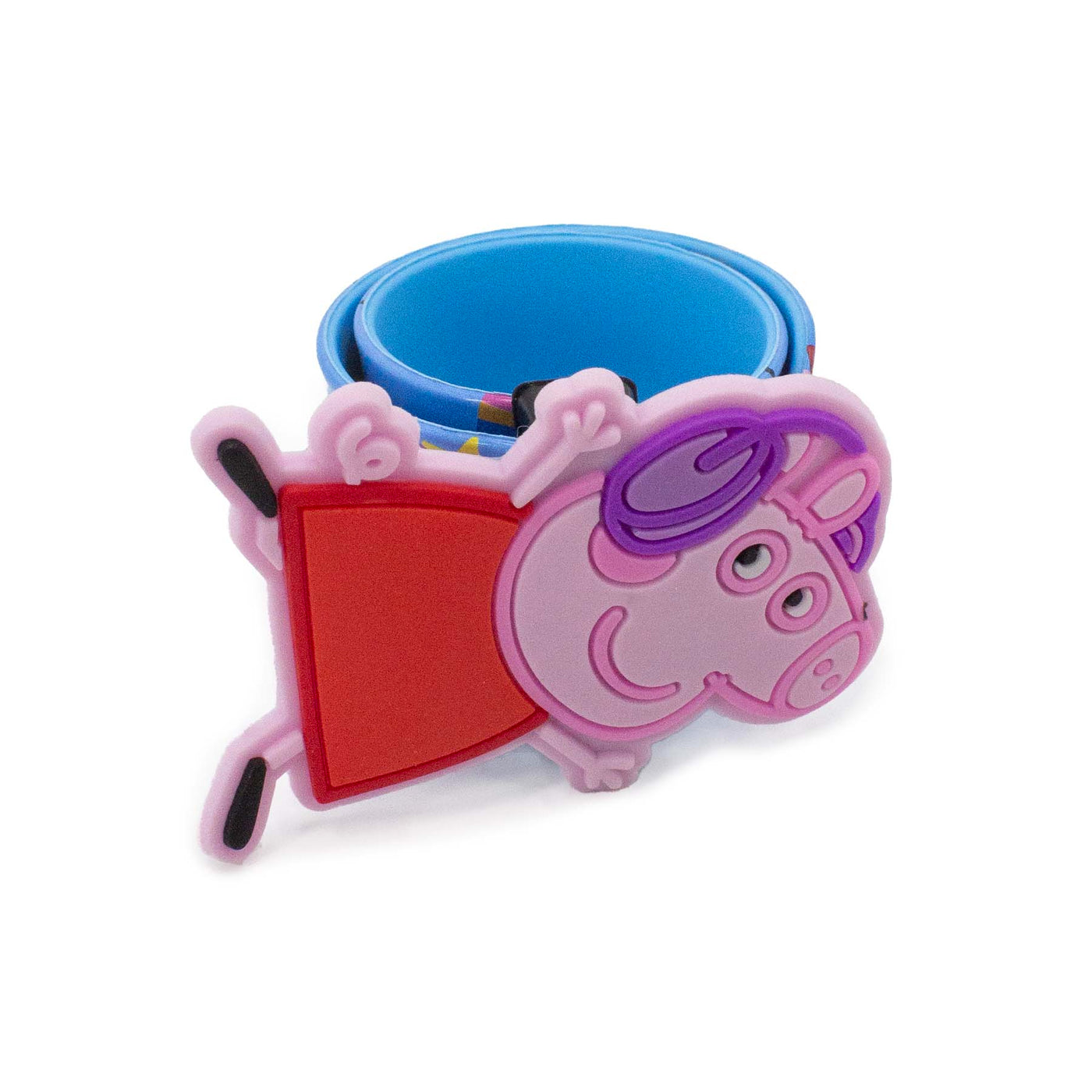 Bracciale a scatto azzurro Peppa Pig visione frontale del braccialetto chiuso