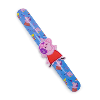 Bracciale a scatto azzurro Peppa Pig visione dall'alto del braccialetto aperto