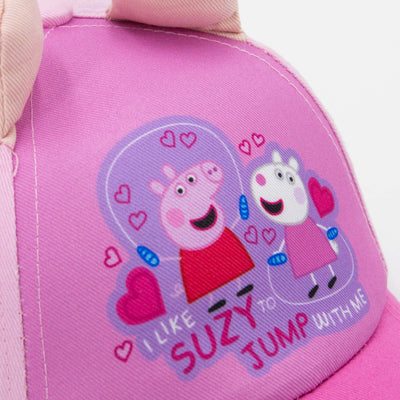Cappello Peppa Pig con orecchie visione dettaglio stampa con zoom