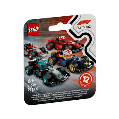 Monoposto di F1® da collezione visione con prospettiva laterale della confezione del set lego