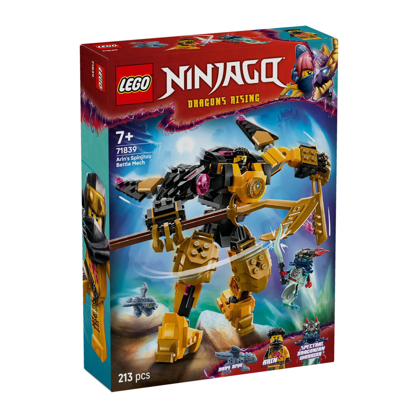 Battle Mech Spinjitzu di Arin visione con prospettiva laterale della scatola del set lego