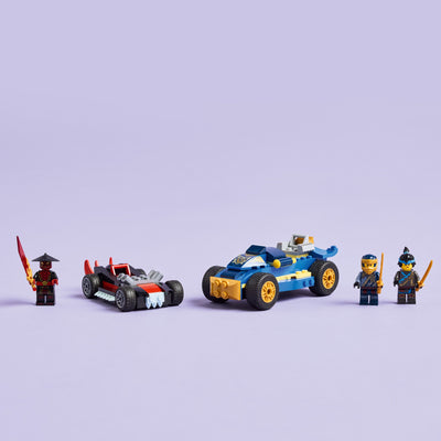 Duello ad alta velocità tra Rogue e Drix visione con prospettiva orizzontale del set lego costruito