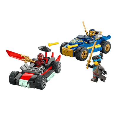 Duello ad alta velocità tra Rogue e Drix visione con prospettiva laterale del set lego costruito