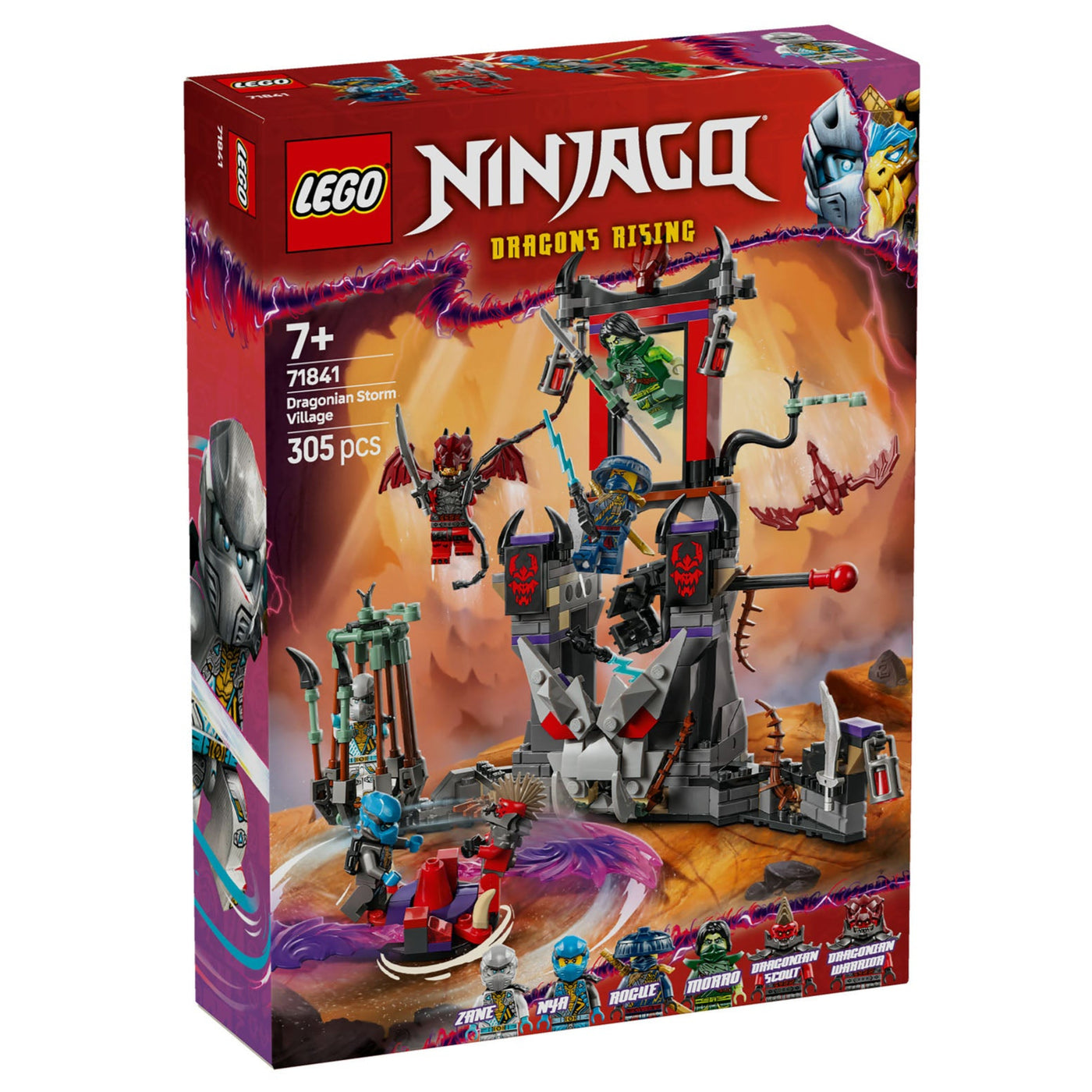 Villaggio della tempesta dragoniano visione con prospettiva laterale della scatola del set lego