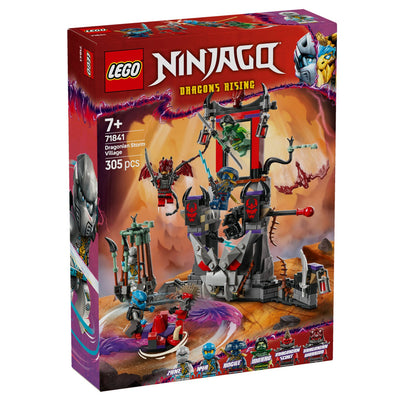 Villaggio della tempesta dragoniano visione con prospettiva laterale della scatola del set lego