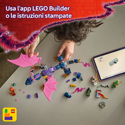 Rontu, il Drago Maestro fotografia promozionale "Usa l'app LEGO Builder o le istruzioni stampate"