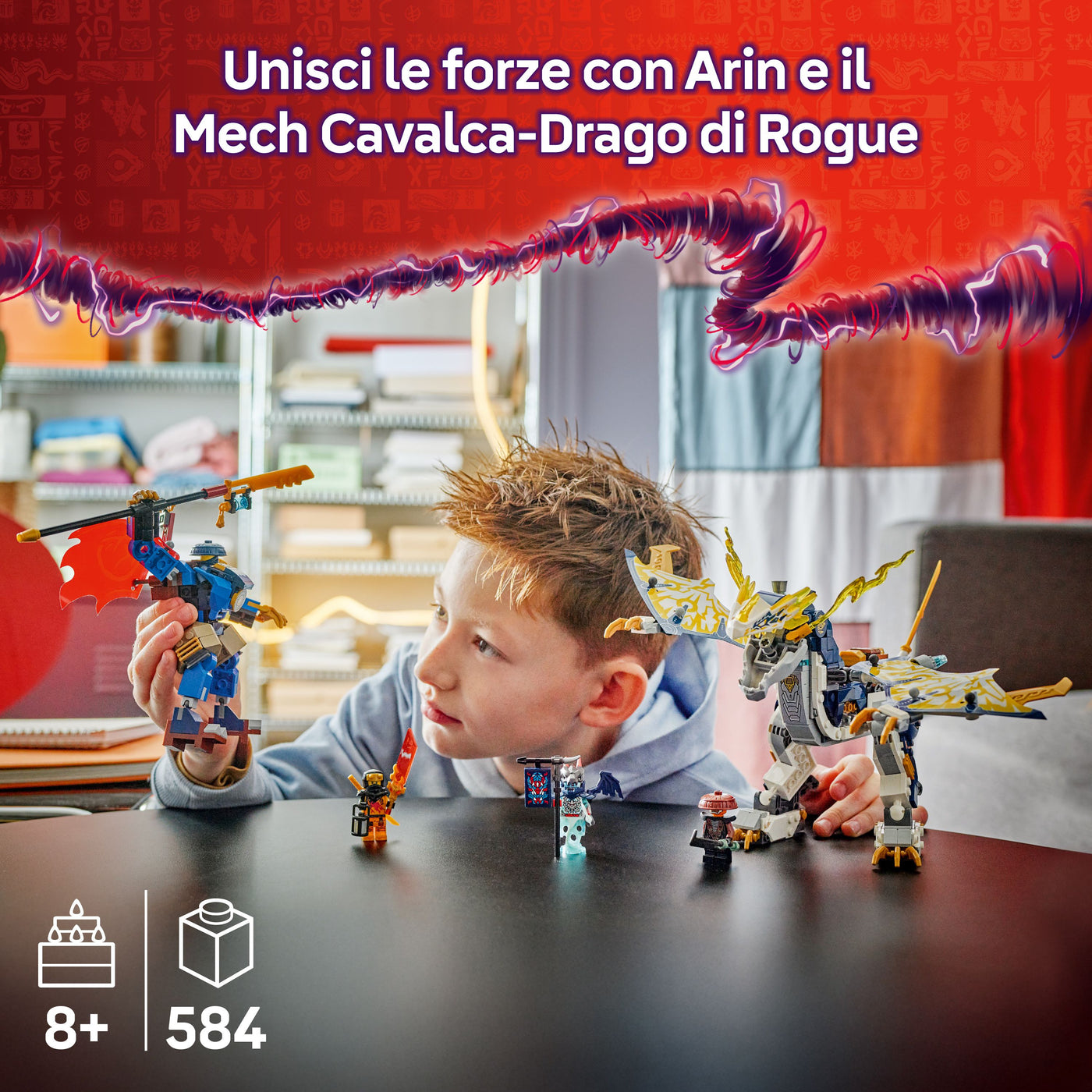 Mech cavalca-drago di Rogue fotografia promozionale "Unisci le forze con Arin e il Mech Cavalca-Drago di Rogue"
