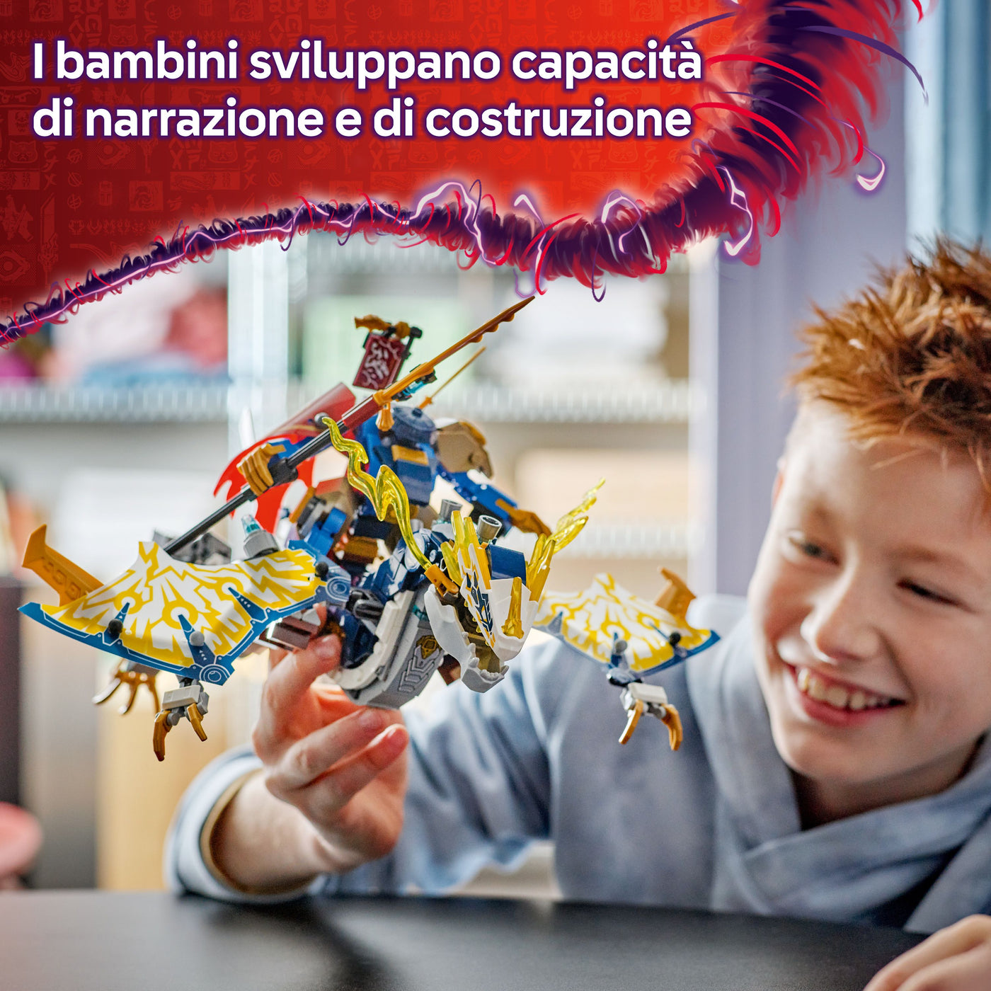 Mech cavalca-drago di Rogue fotografia promozionale "I bambini sviluppano capacità di narrazione e di costruzione"