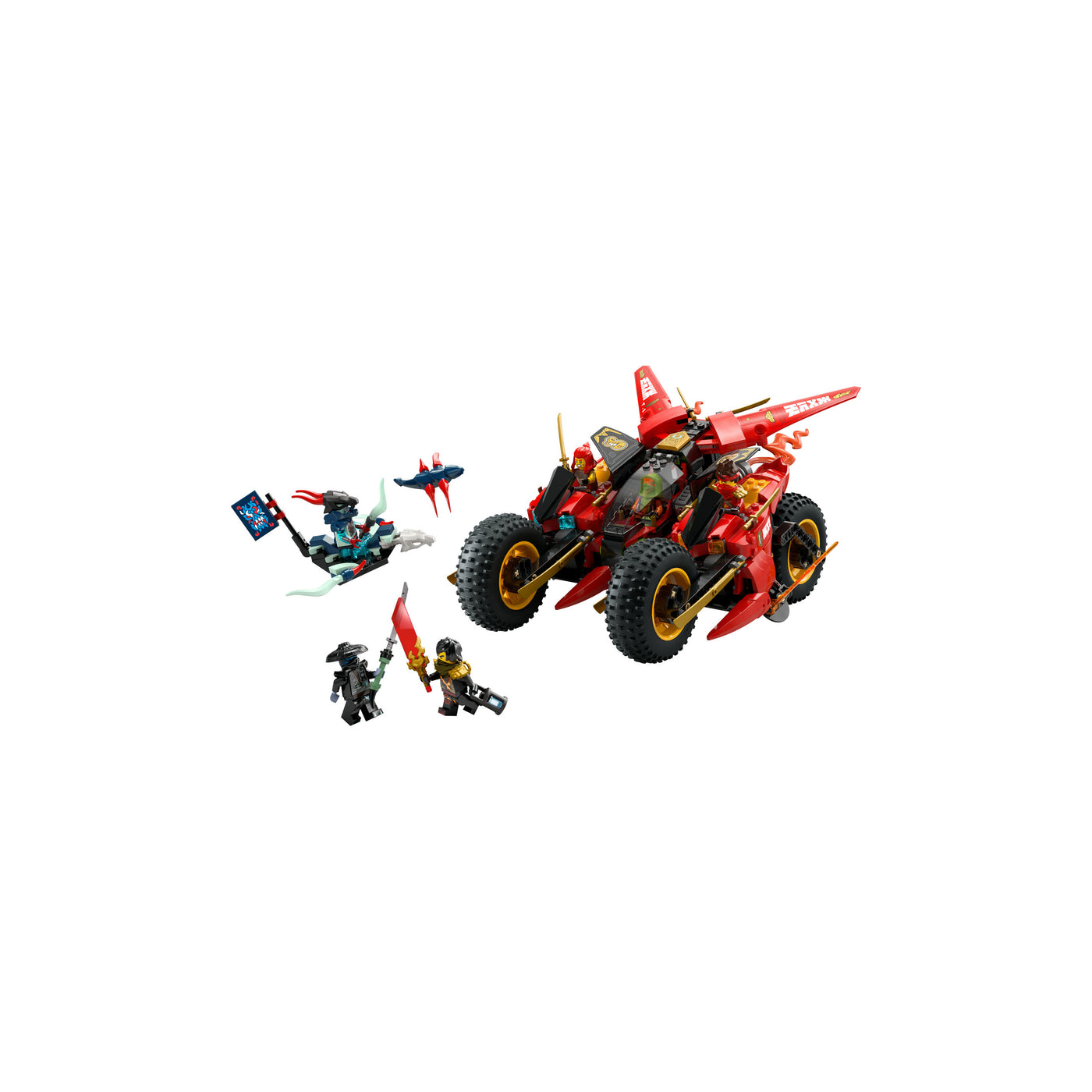 Veicolo da combattimento Ninja visione con prospettiva laterale del set lego costruito