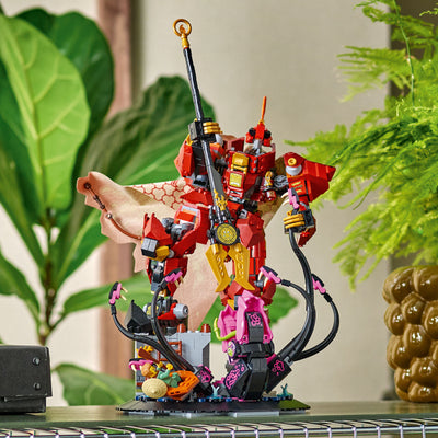 Mech Cavaliere del Fuoco fotografia frontale del set lego in ambiente domestico da esposizione