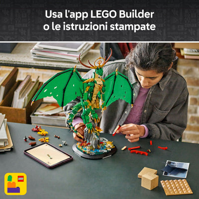 Drago-guardiano fotografia promozionale "Usa l'app LEGO Builder o le istruzioni stampate"