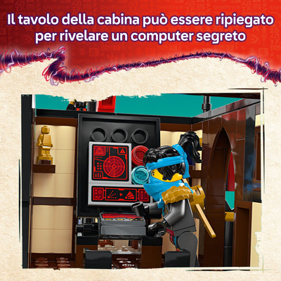 Il Bounty del Tempio visione dettaglio tavolo cabina del set lego