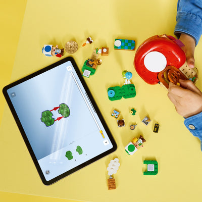 Festa a casa di Toad fotografia dall'alto del set lego in costruzione