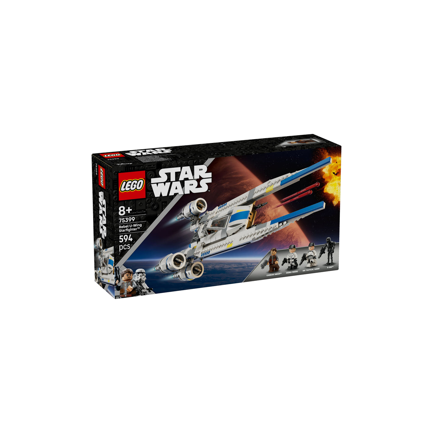U-Wing Starfighter™ ribelle visione con prospettiva laterale della scatola del set lego