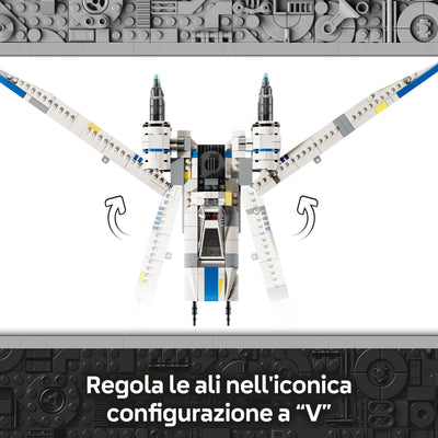 U-Wing Starfighter™ ribelle visione dettaglio mobilità delle ali del set lego