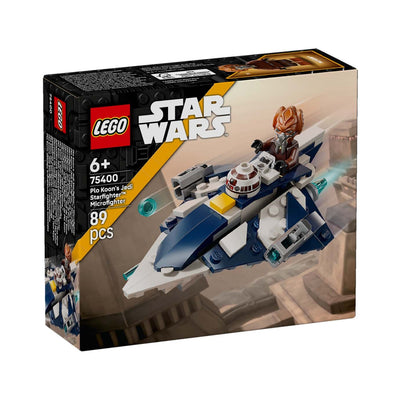 Microfighter Jedi Starfighter di Plo Koon visione con prospettiva laterale della scatola del set lego