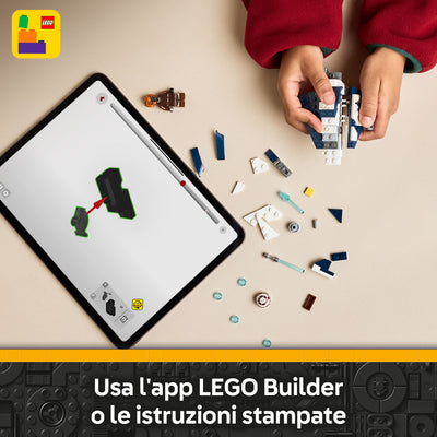 Microfighter Jedi Starfighter di Plo Koon fotografia dall'alto del set lego in costruzione "Usa l'app LEGO Builder o le istruzioni stampate"